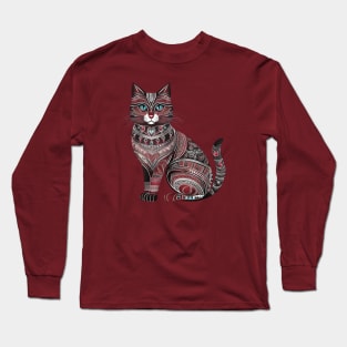 Engraved Elegance Feline Long Sleeve T-Shirt